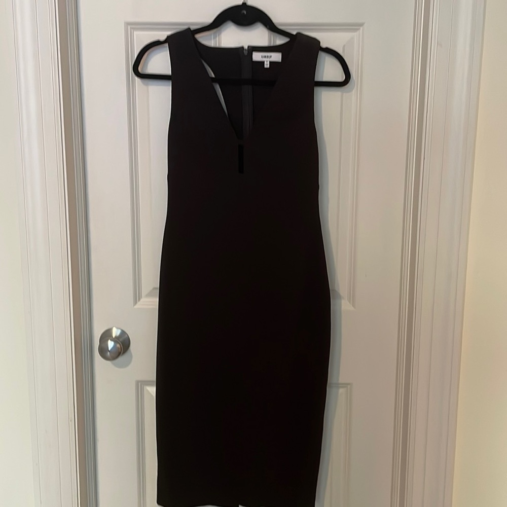 LIKELY Black midi cut out dress 6 Small LBD